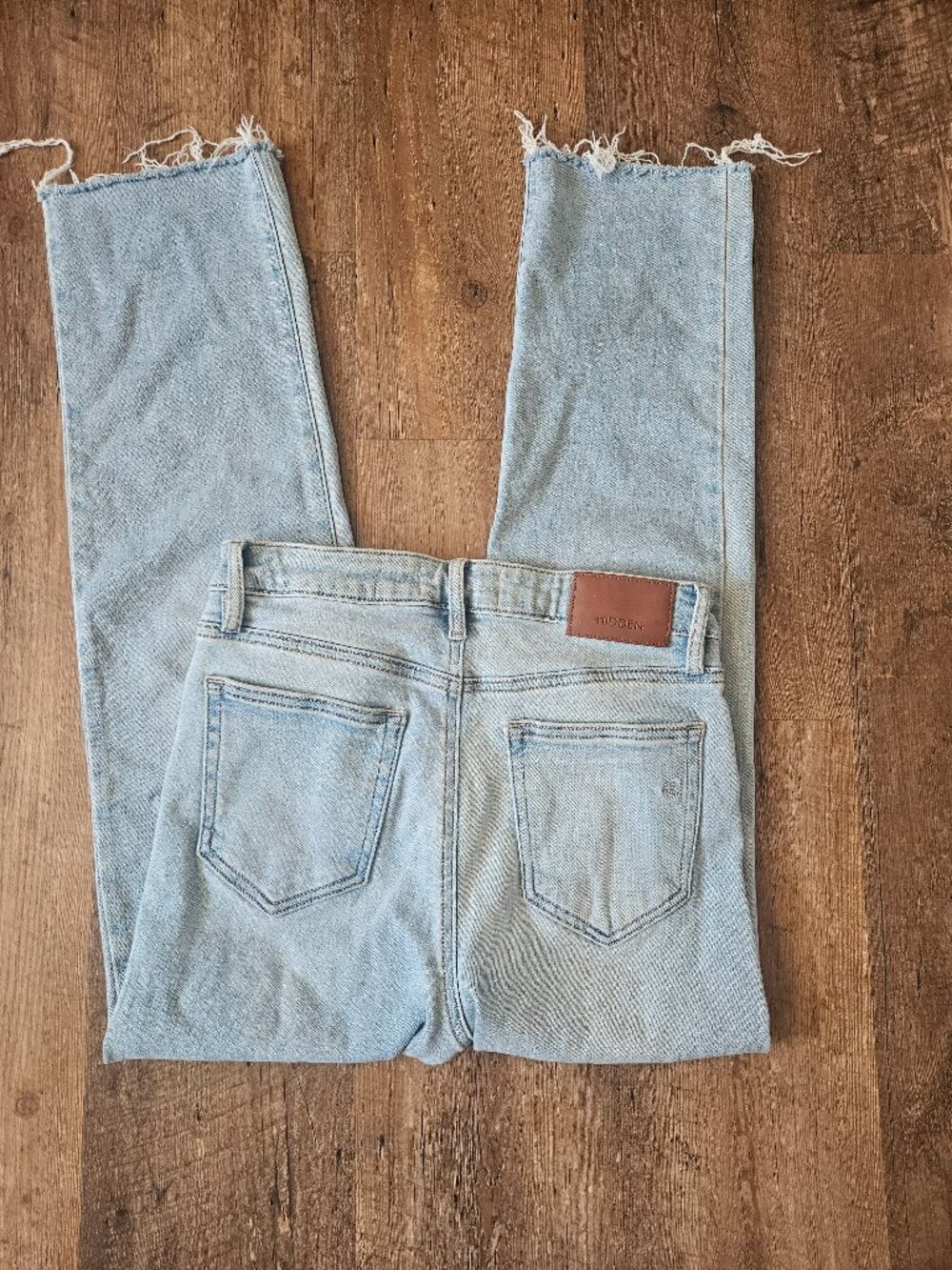 Hidden Jeans Los Angeles Size 27 Light Wash Straight Leg Raw Hem High Rise Denim - Picture 3 of 5